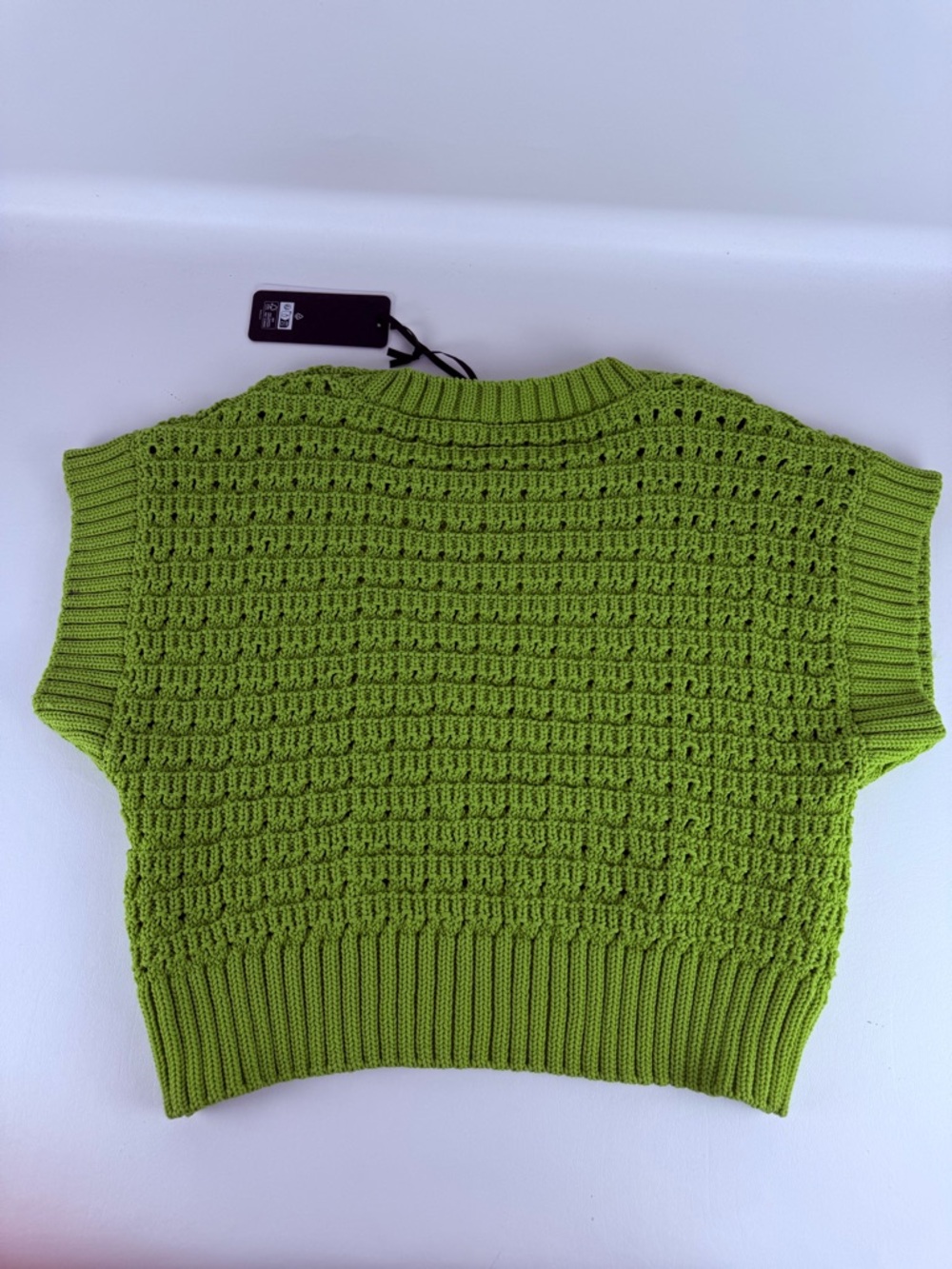 Varley Jenson Open Stitch Knit Vest in Apple Green - Picture 7 of 7